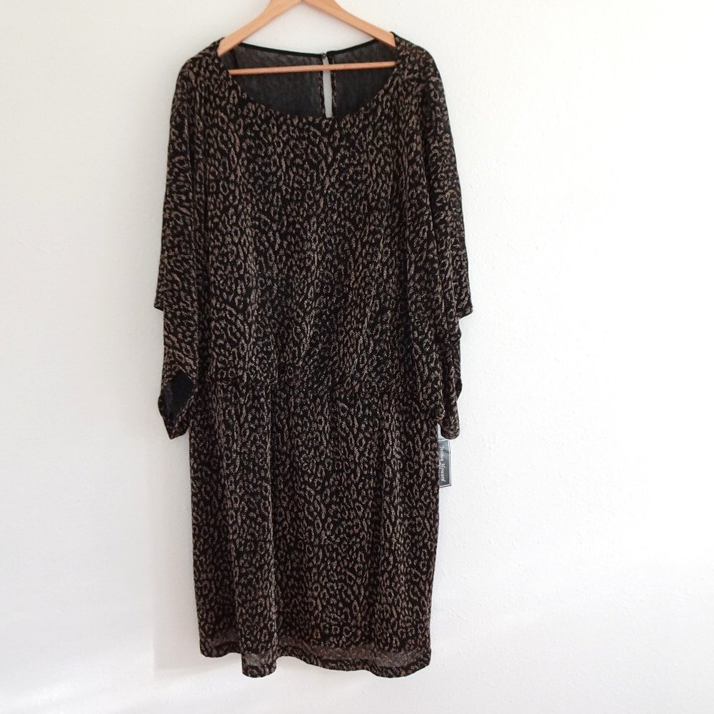 Jessica Howard Cocktail Dress Plus Size 22W Brown Black Leopard Print